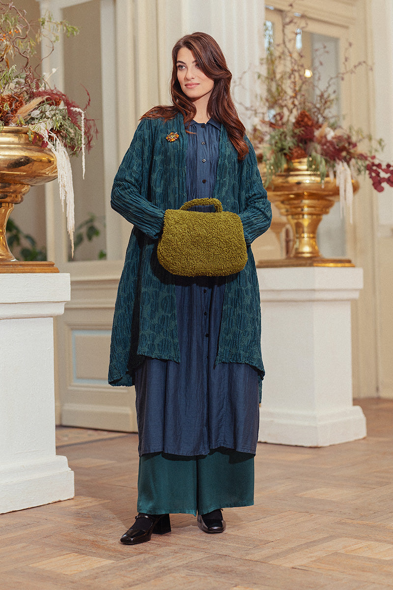 Open Emerald Circle Silk Linen Jacket