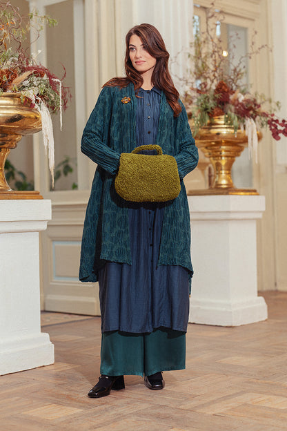 Open Emerald Circle Silk Linen Jacket