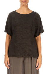 Dark Brown Crinkled Silk Blouse 1