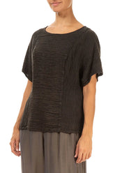 Dark Brown Crinkled Silk Blouse 3