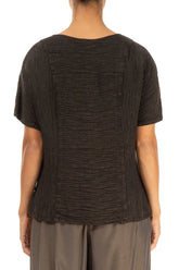 Dark Brown Crinkled Silk Blouse 2