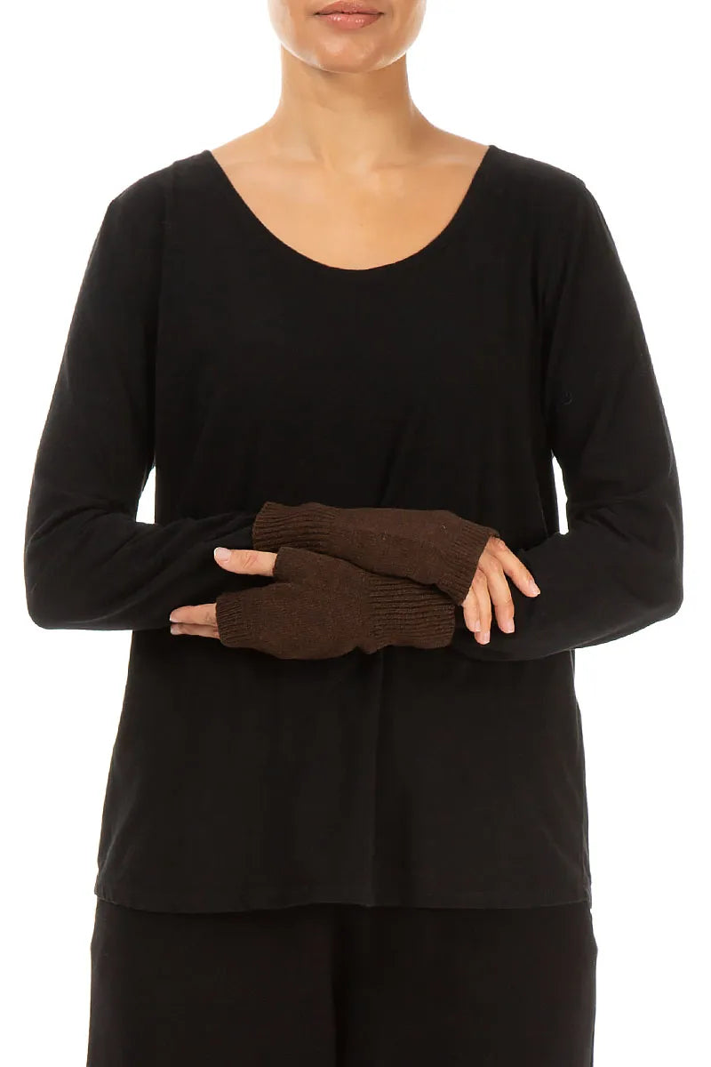 Dark Brown Soft Wool Arm Warmers 3