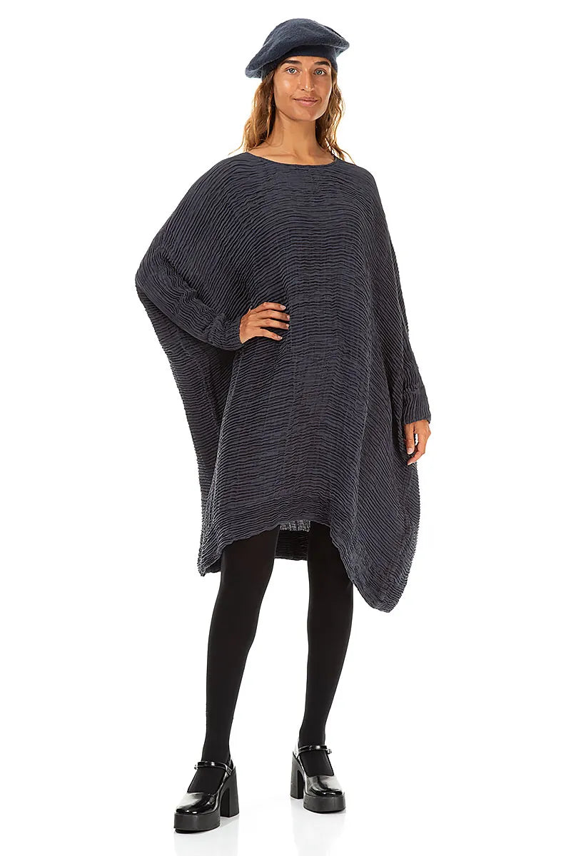 Slate Blue Knitted Wool Beret 2