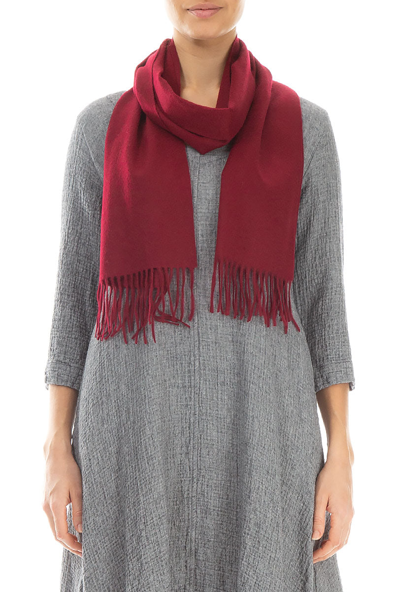 Dark Red Mulberry Silk Scarf 1