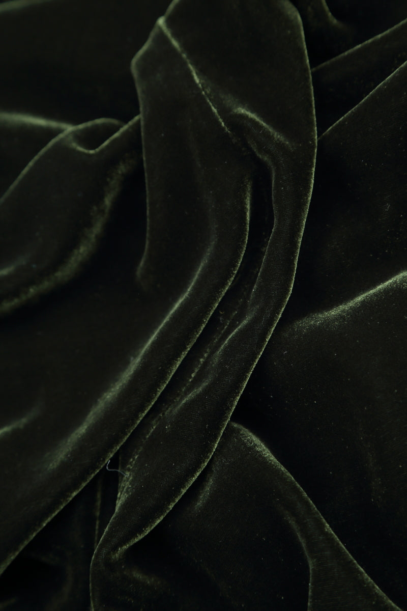 Dark Sage Silk Velvet Shift Dress