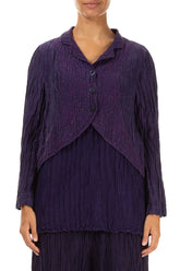 Decorated Front Crinkled Royal Purple Silk Linen Jacket 1