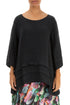 Decorated Hem Graphite Linen Tunic 1