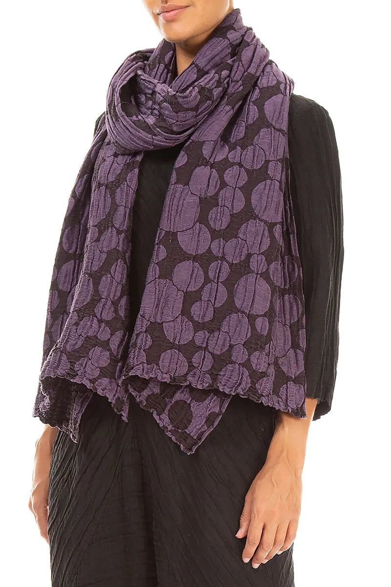 Deep Plum Circle Silk Linen Scarf 3