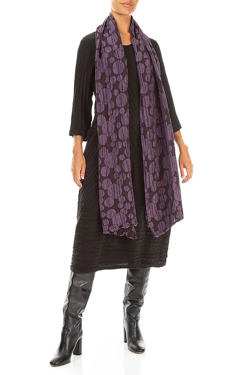 Deep Plum Circle Silk Linen Scarf 2