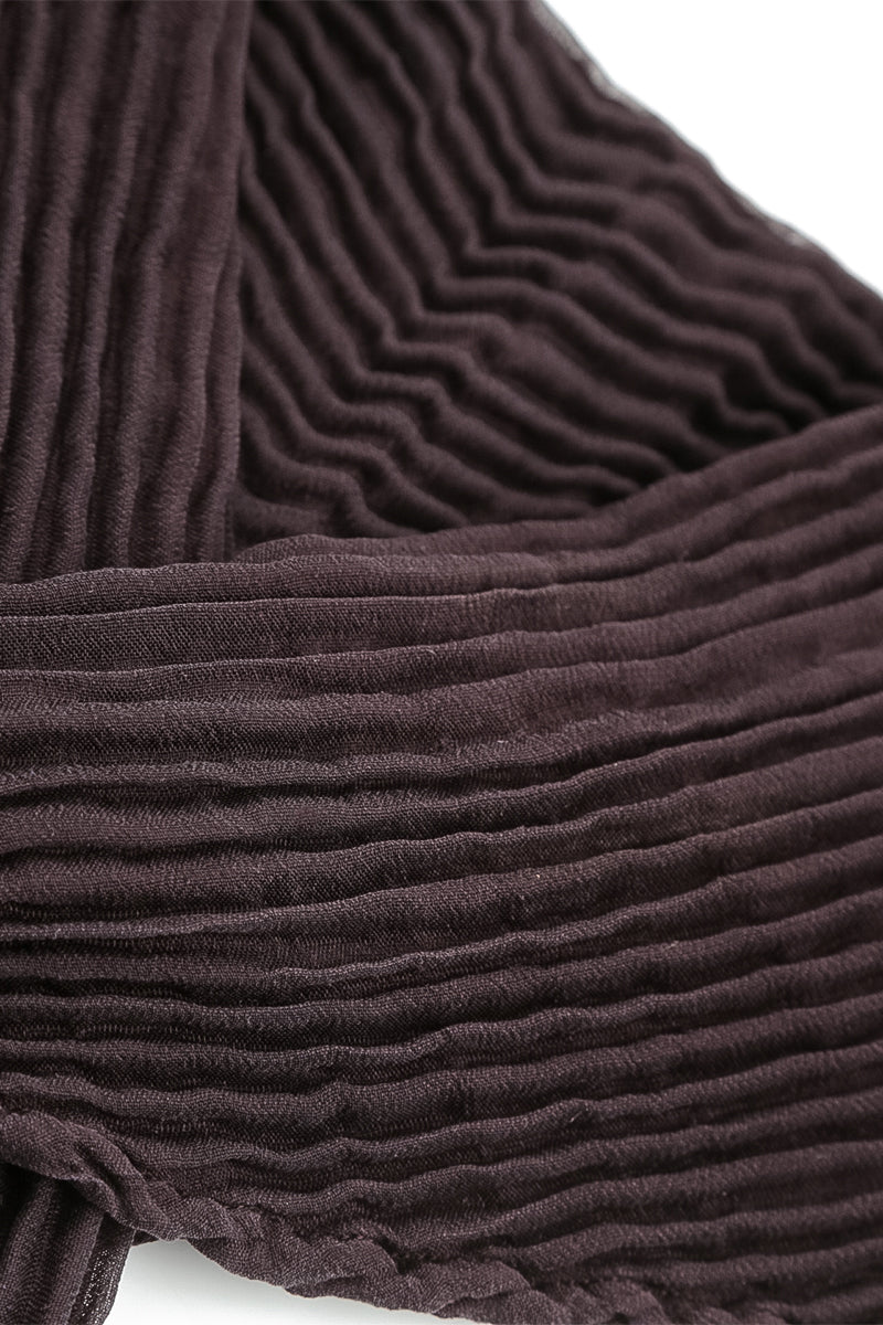 Deep Plum Plissé Silk Scarf 6