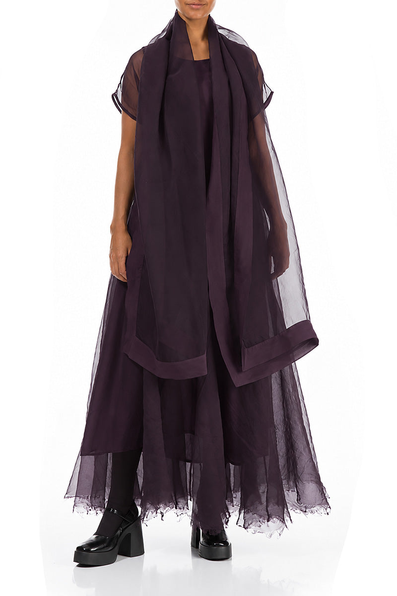 Deep Plum Silk Chiffon Scarf 2