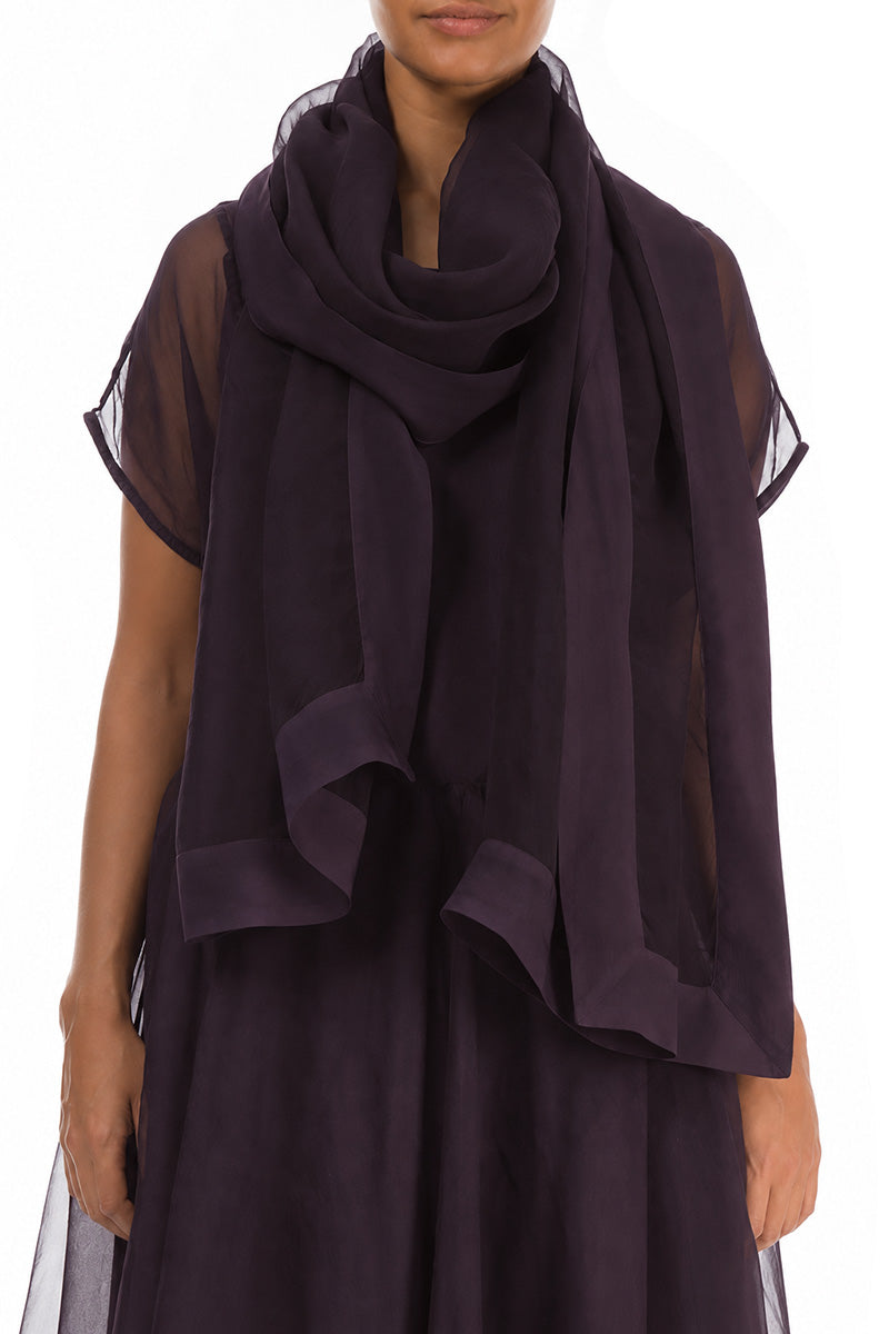 Deep Plum Silk Chiffon Scarf 1