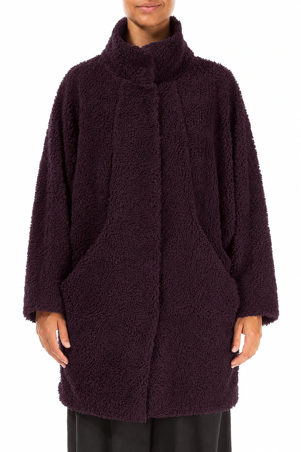 Deep Plum Teddy Cotton Coat 1