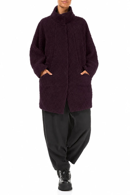 Deep Plum Teddy Cotton Coat