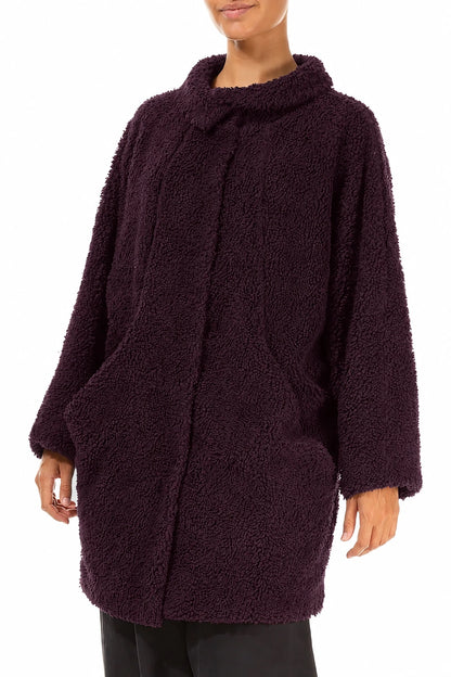 Deep Plum Teddy Cotton Coat