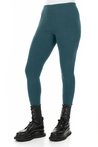 Deep Turquoise Cotton Leggings