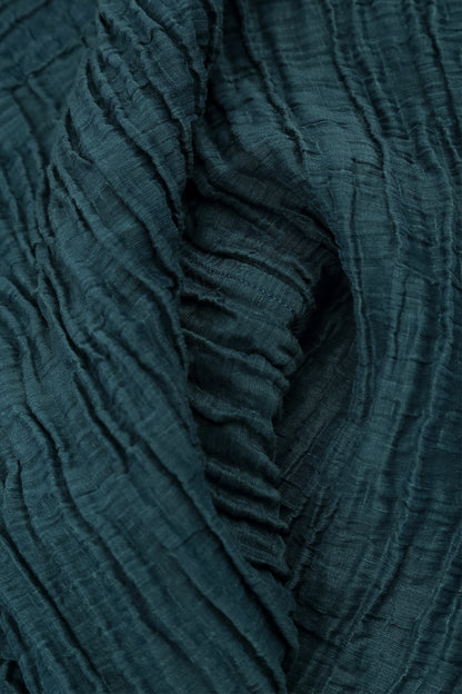 Deep Turquoise Crinkled Silk Linen Scarf