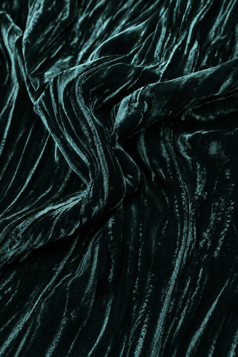 Deep Turquoise Crumpled Silk Velvet Scarf