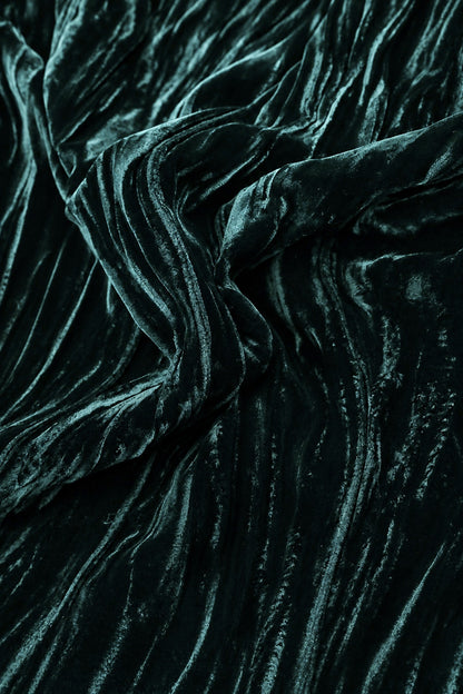 Deep Turquoise Crumpled Silk Velvet Scarf