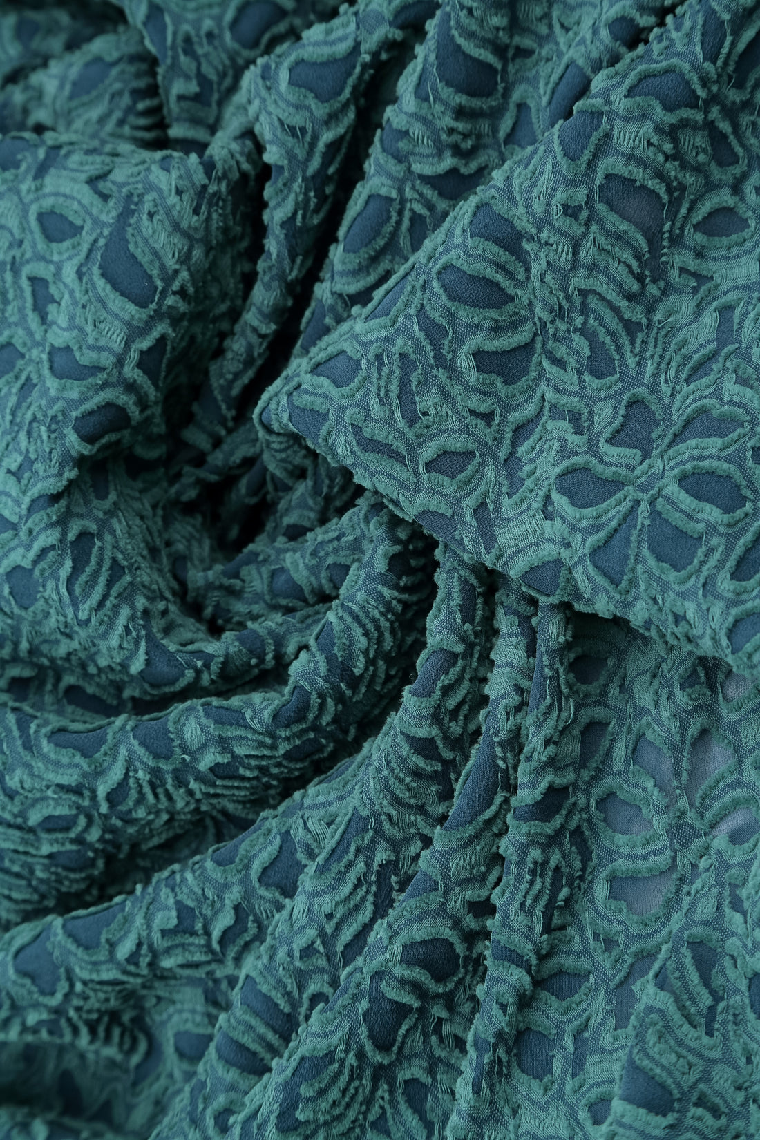 Deep Turquoise Floral Texture Silk Jacket 6