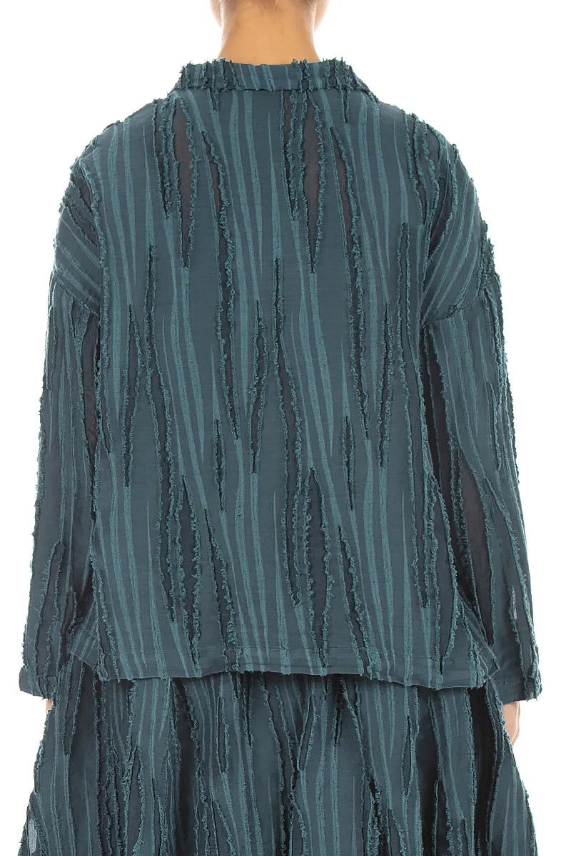 Deep Turquoise Fray Weave Jacket 2