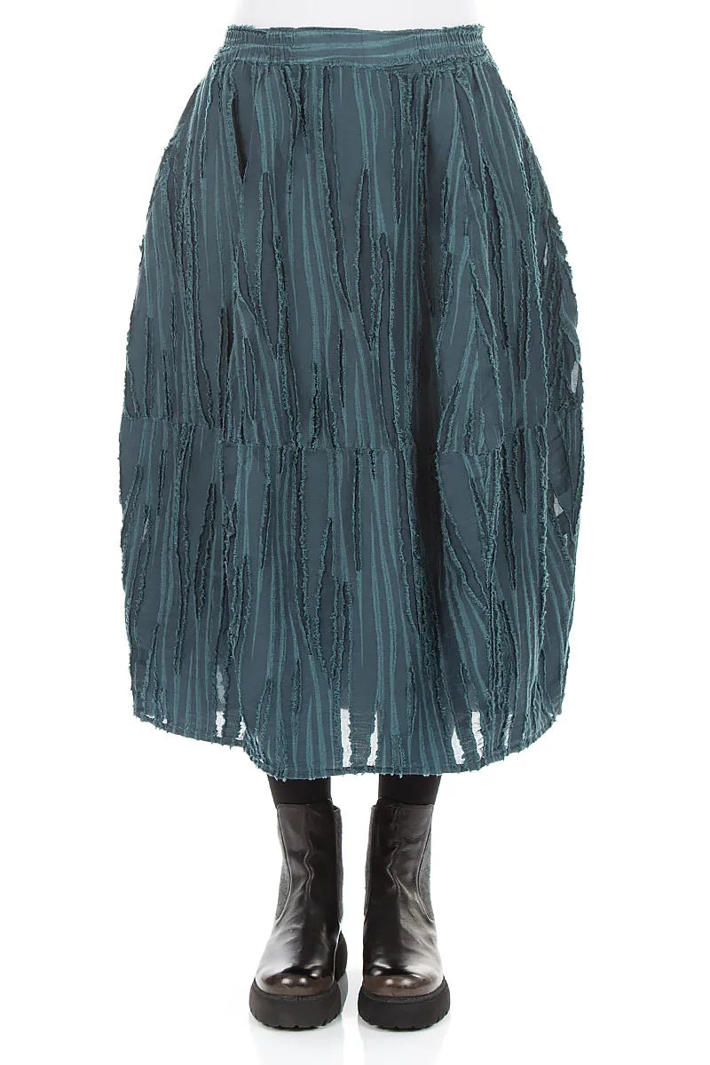 Deep Turquoise Fray Weave Skirt