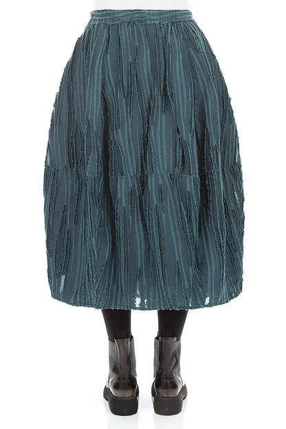 Deep Turquoise Fray Weave Skirt
