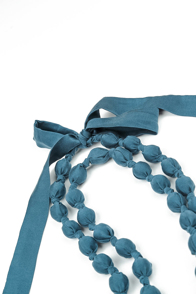 Deep Turquoise Silk Fine Bead Necklace 6