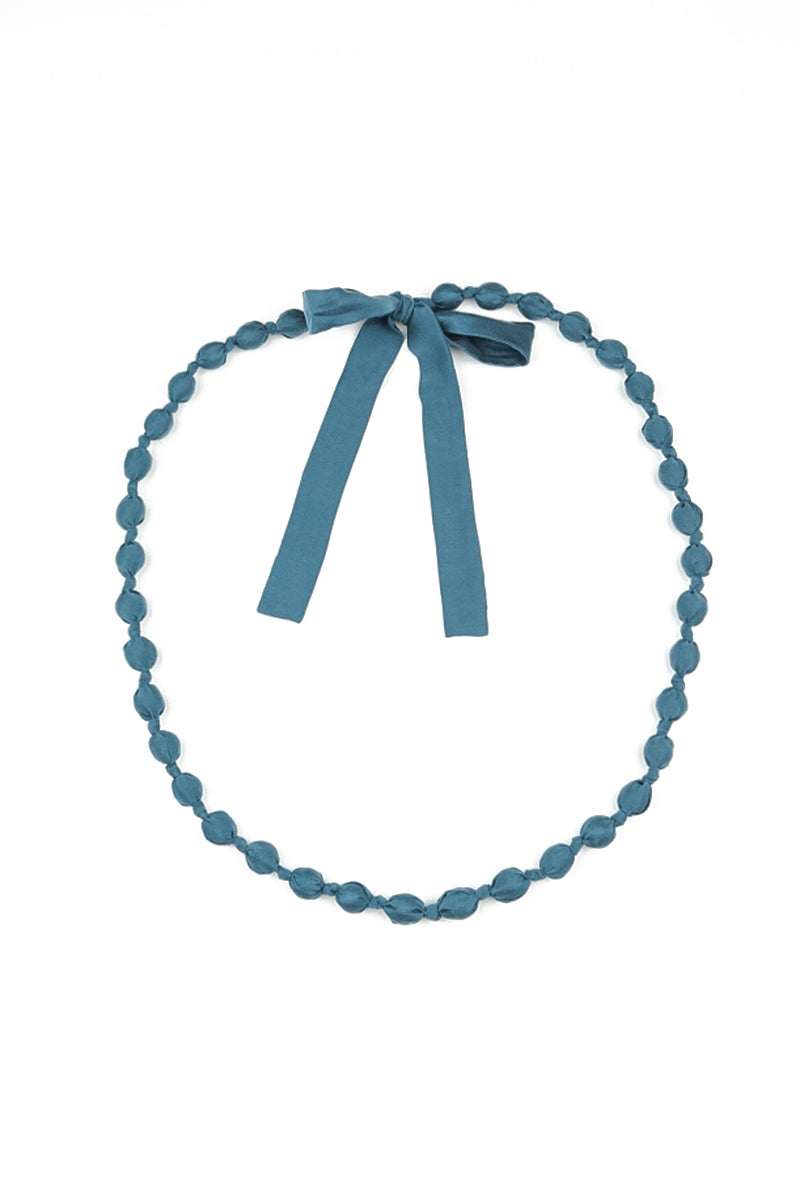 Deep Turquoise Silk Fine Bead Necklace 4