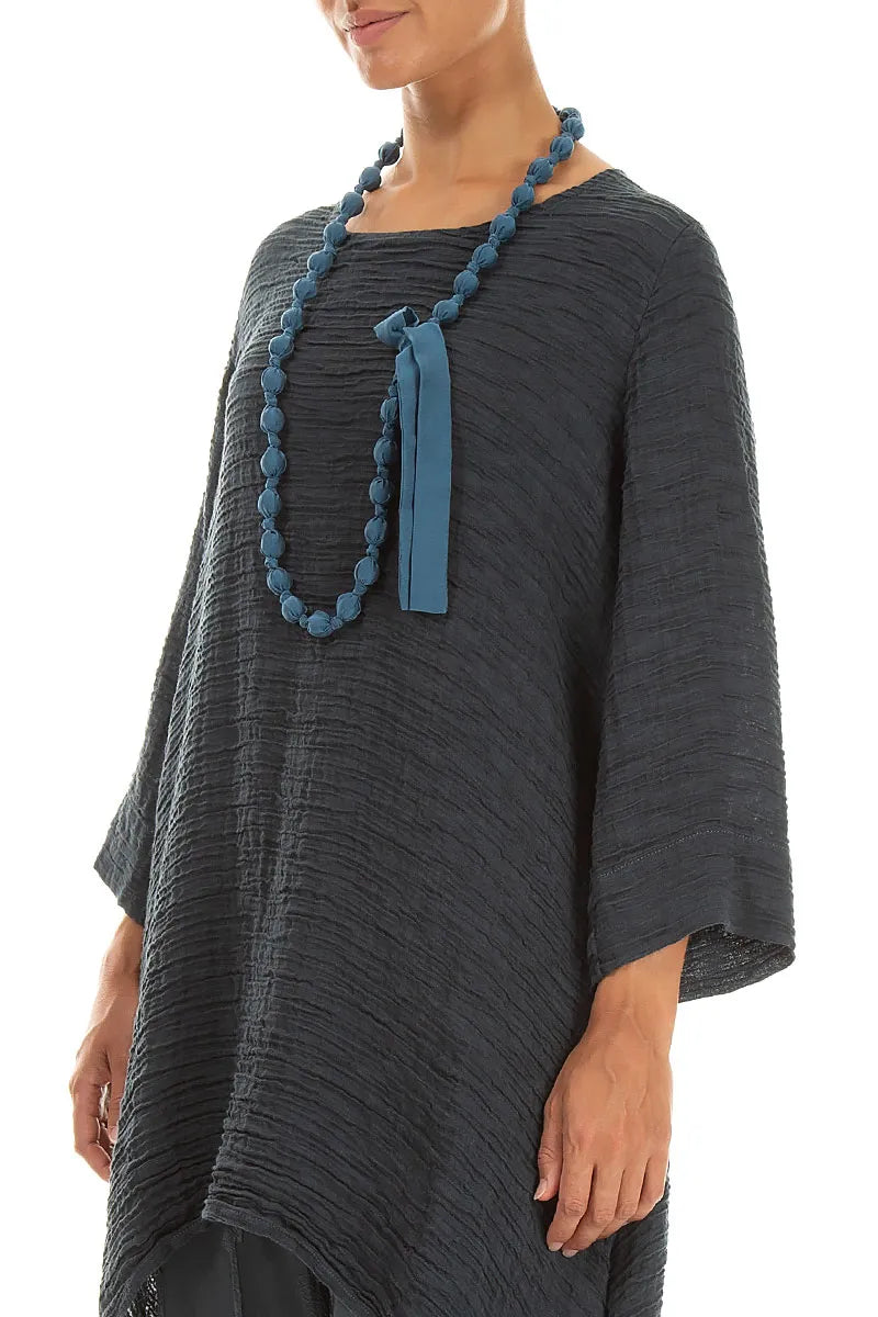 Deep Turquoise Silk Fine Bead Necklace 3