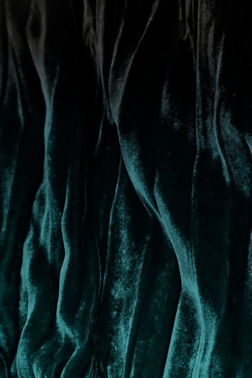 Deep Turquoise Silk Velvet Ombré Shift Dress