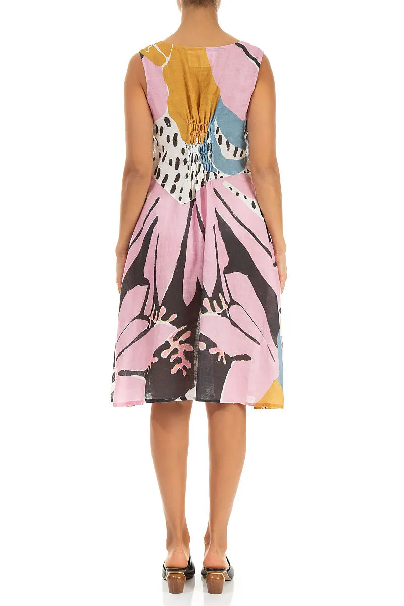 Wüstenblüten-Leinen-Midikleid