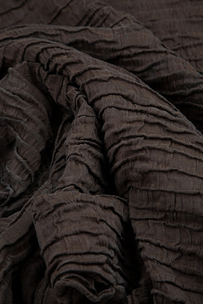 Detachable Collar Crinkled Ash Brown Silk Linen Tunic 7