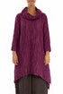 Detachable Collar Crinkled Magenta Silk Linen Tunic 1