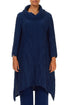 Detachable Collar Crinkled Royal Blue Silk Linen Tunic 1
