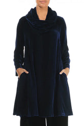 Detachable Neck Royal Blue Silk Velvet Tunic 3