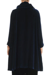 Detachable Neck Royal Blue Silk Velvet Tunic 2