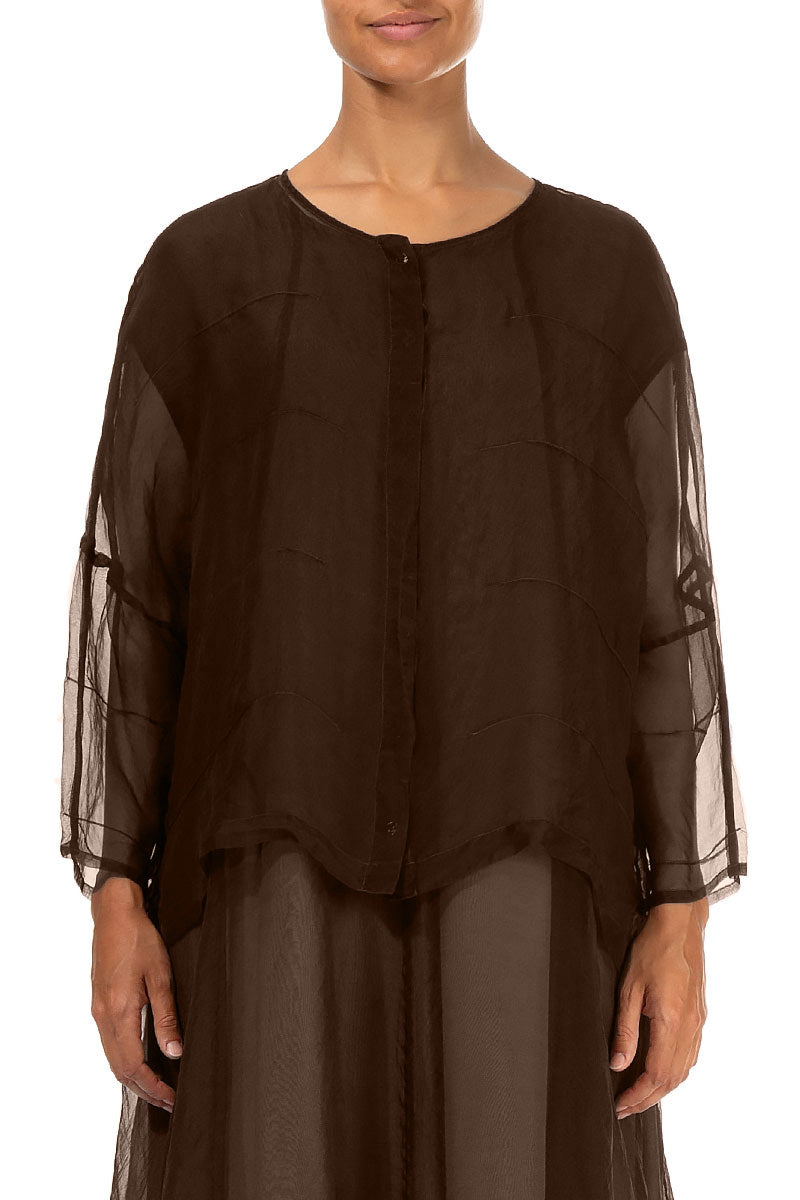 Detailed Aged Copper Silk Chiffon Jacket 1