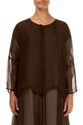 Detailed Aged Copper Silk Chiffon Jacket 1