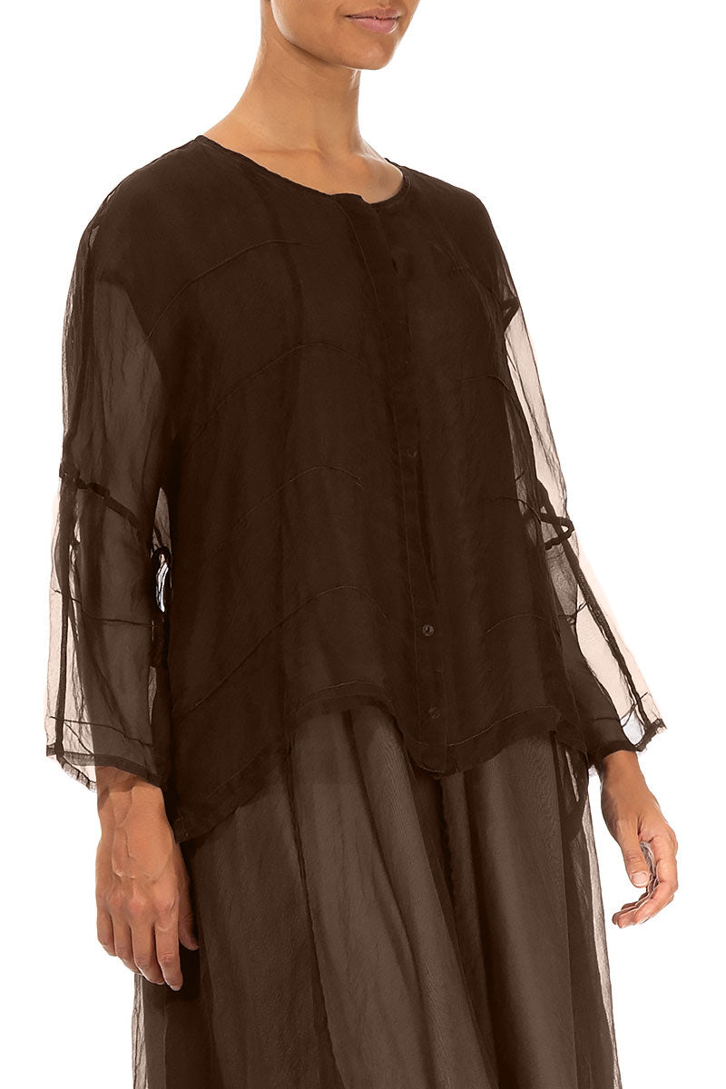 Detailed Aged Copper Silk Chiffon Jacket 3