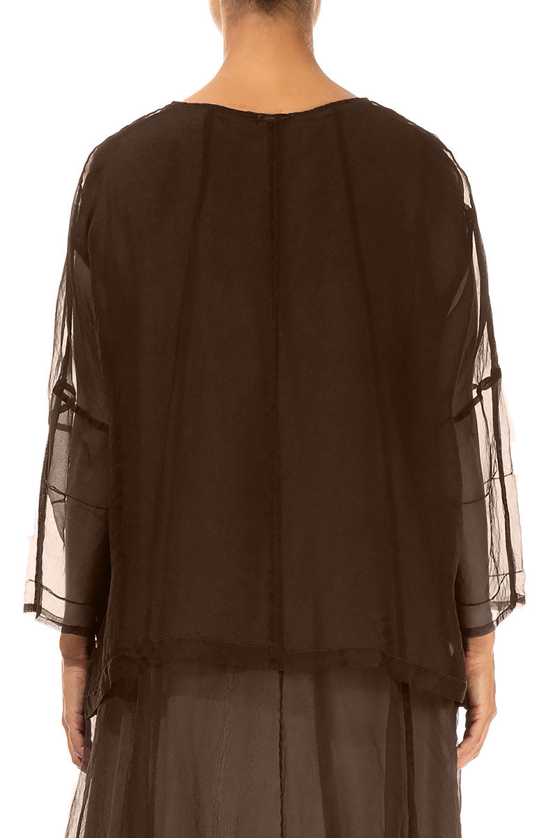 Detailed Aged Copper Silk Chiffon Jacket 2