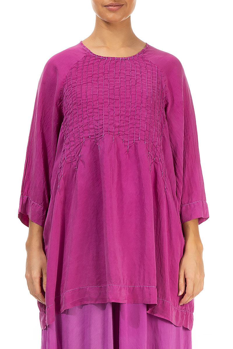 Detailed Front Orchid Silk Tunic