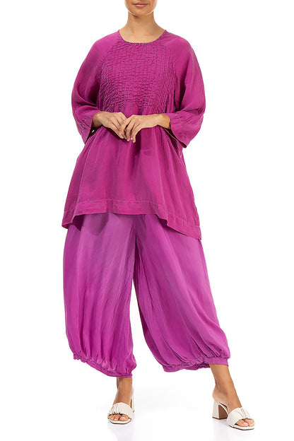Detailed Front Orchid Silk Tunic 4