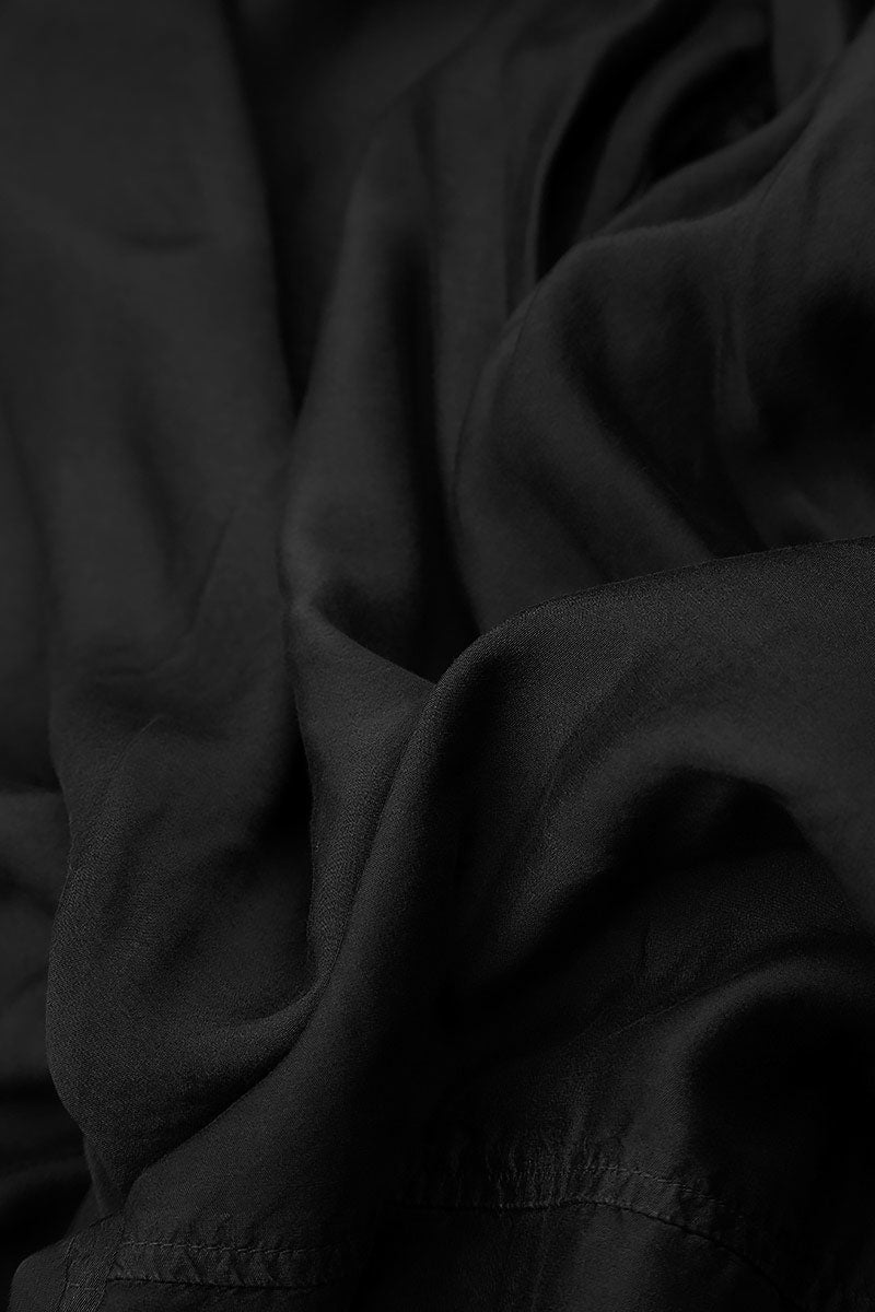 Detailed Loose Black Silk Bamboo Trousers 4