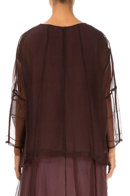 Detailed Merlot Silk Chiffon Jacket