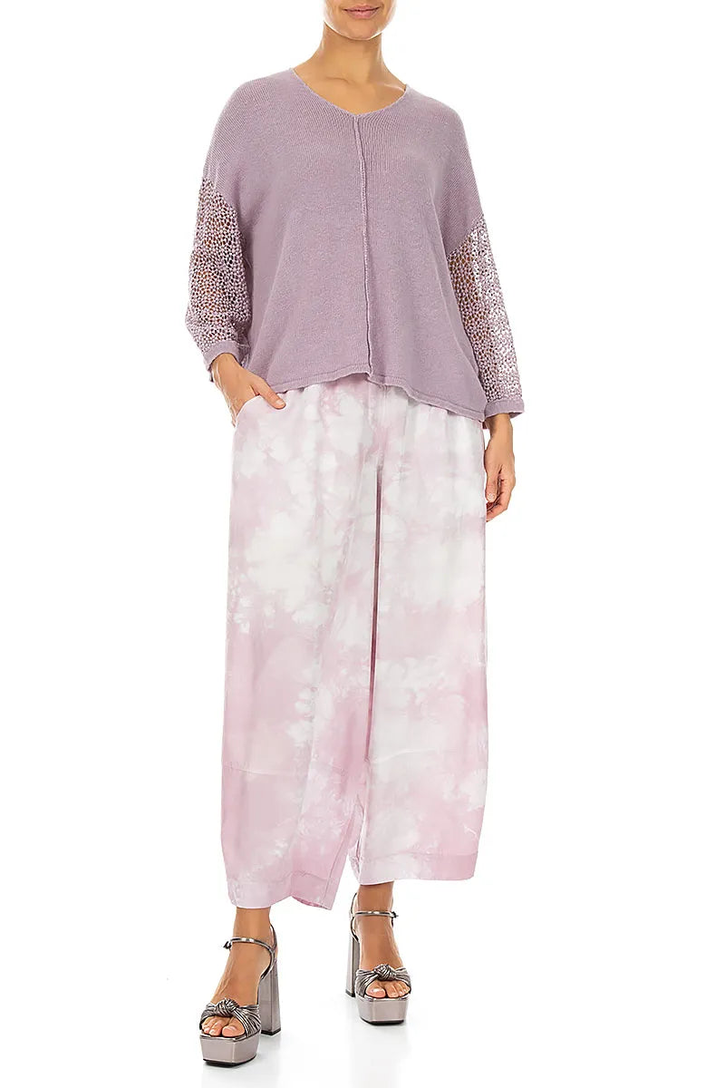 Broderie Sleeve Lilac Linen Jumper 4