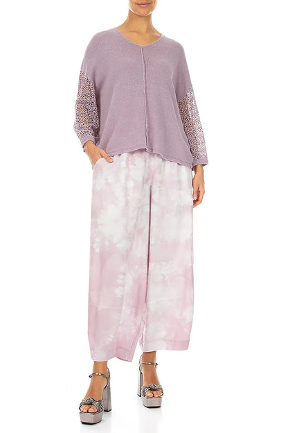 Broderie Sleeve Lilac Linen Jumper 4
