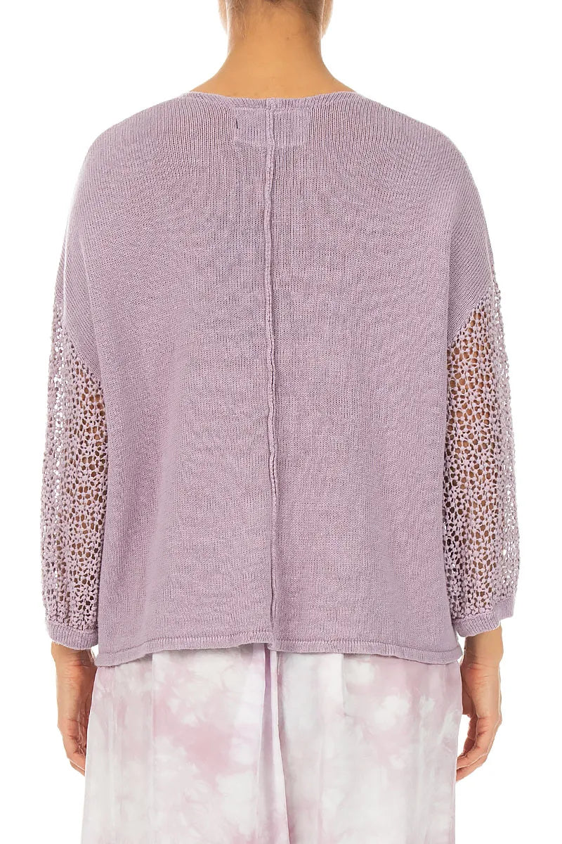 Broderie Sleeve Lilac Linen Jumper 2