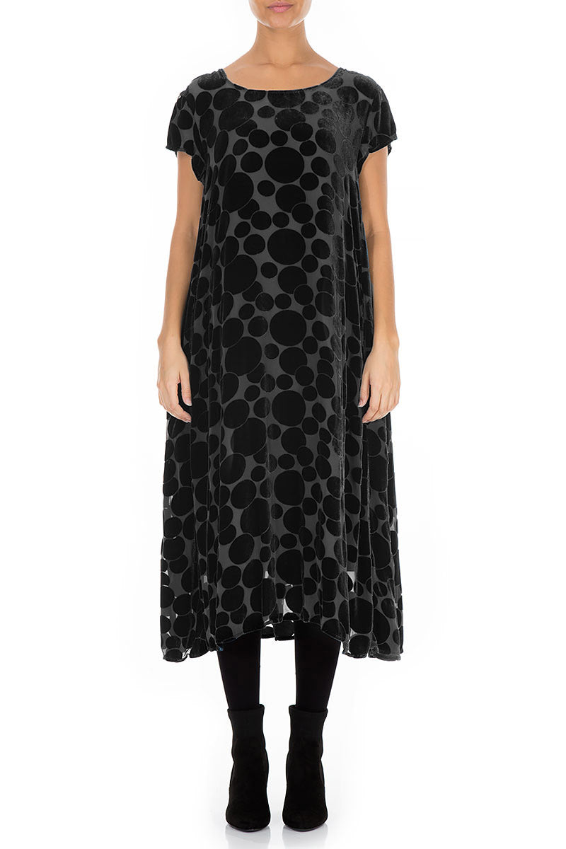 Devoré Bubbles Black Silk Velvet Dress 1