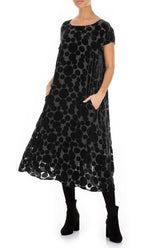 Devoré Bubbles Black Silk Velvet Dress 5
